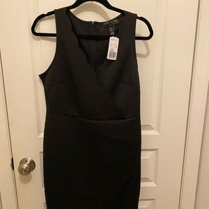 Scalloped neck little black dress